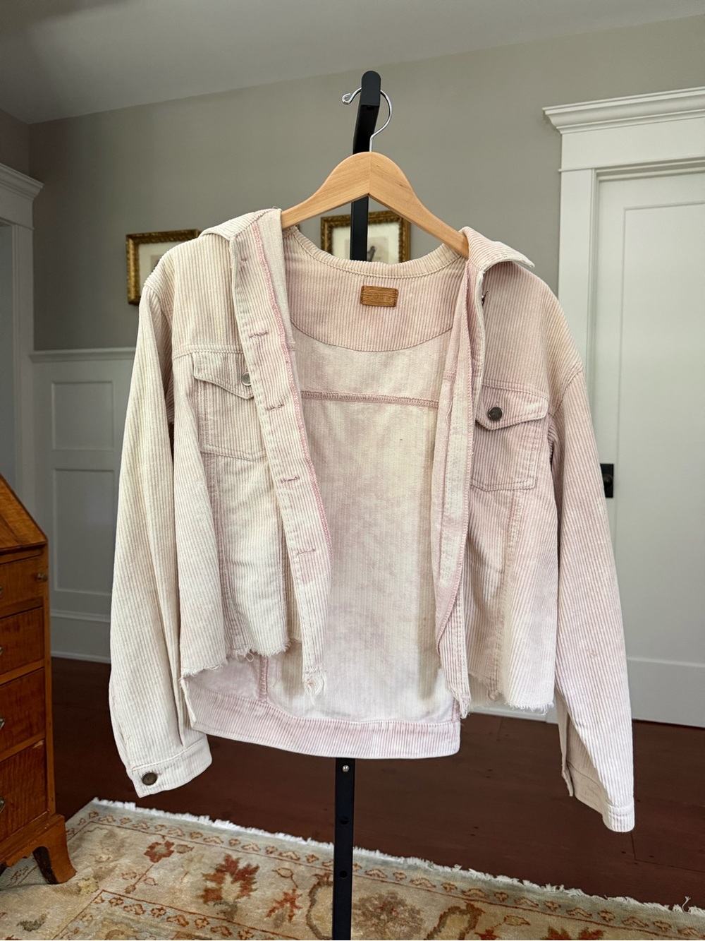 POL Light Pink Corduroy Jean Jacket
